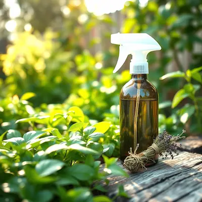 Organic eco-friendly pest control products on natural wood representing pet-safe and specialty pest control services